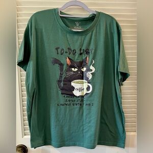 Womens Green  cat T-Shirt.  SHEIN curve, xl.